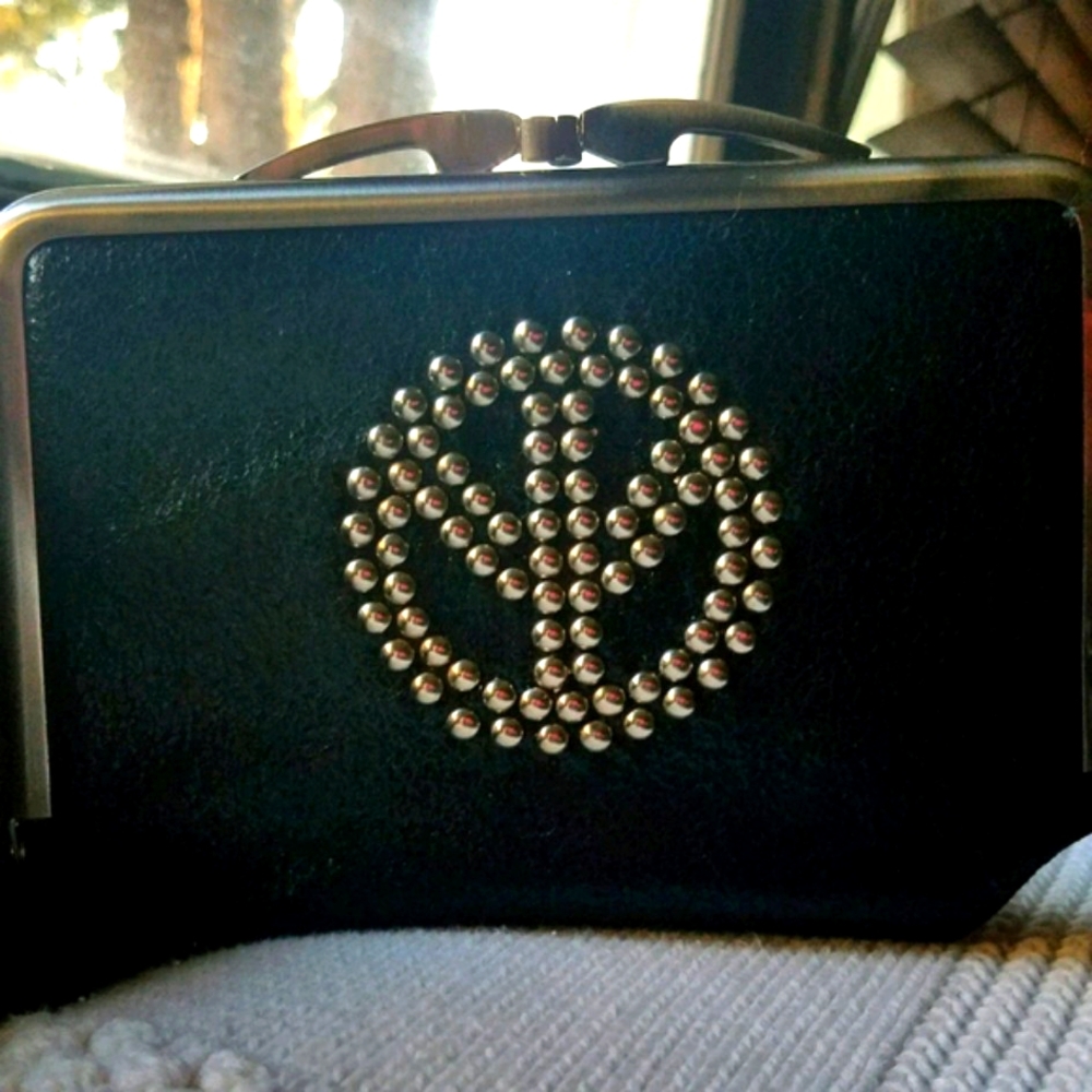 " Peace Sign" Studded Clutch/ Wallet/ Makeup case